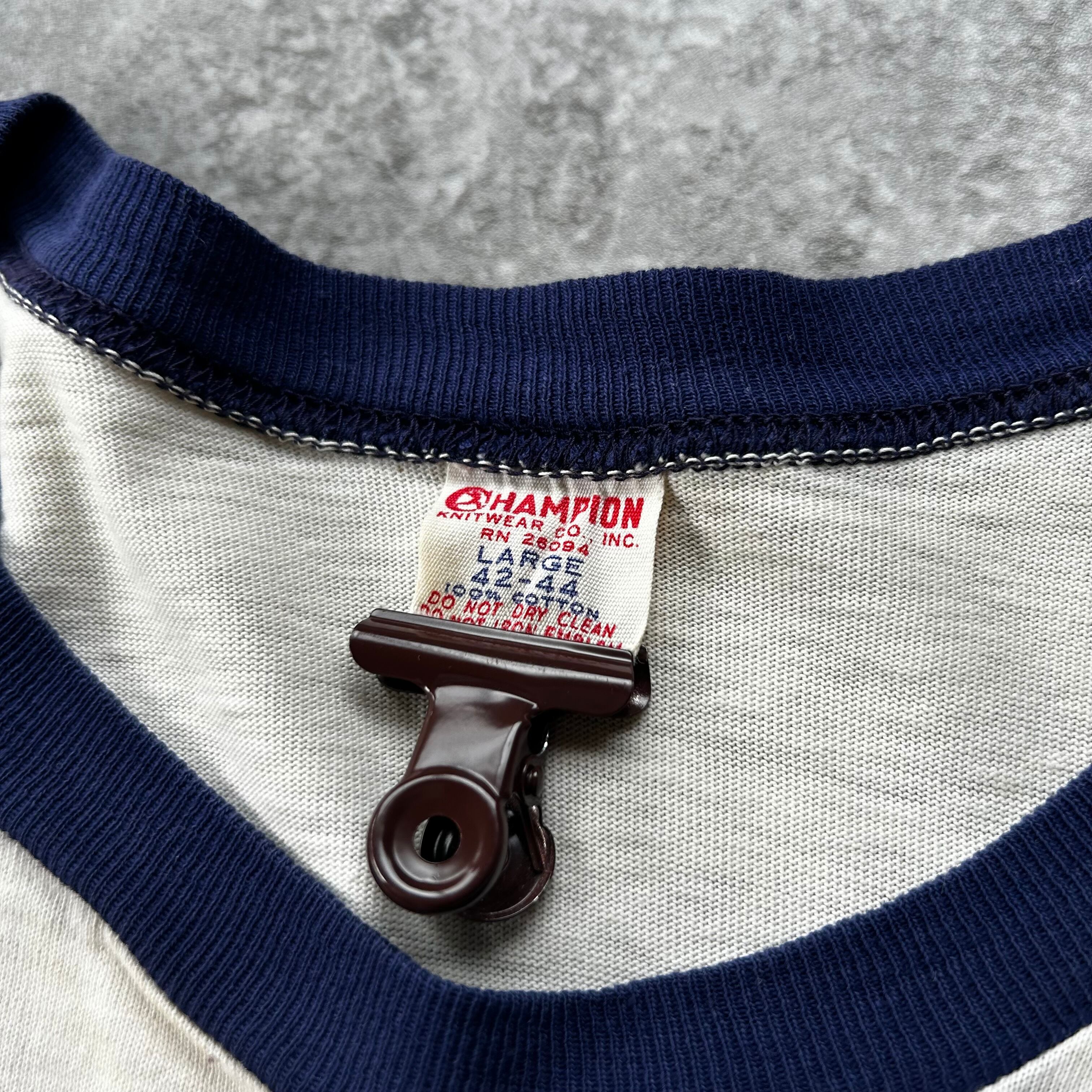 60s チャンピオン リンガーtシャツ USA製 L ランタグ 白×ネイビー
