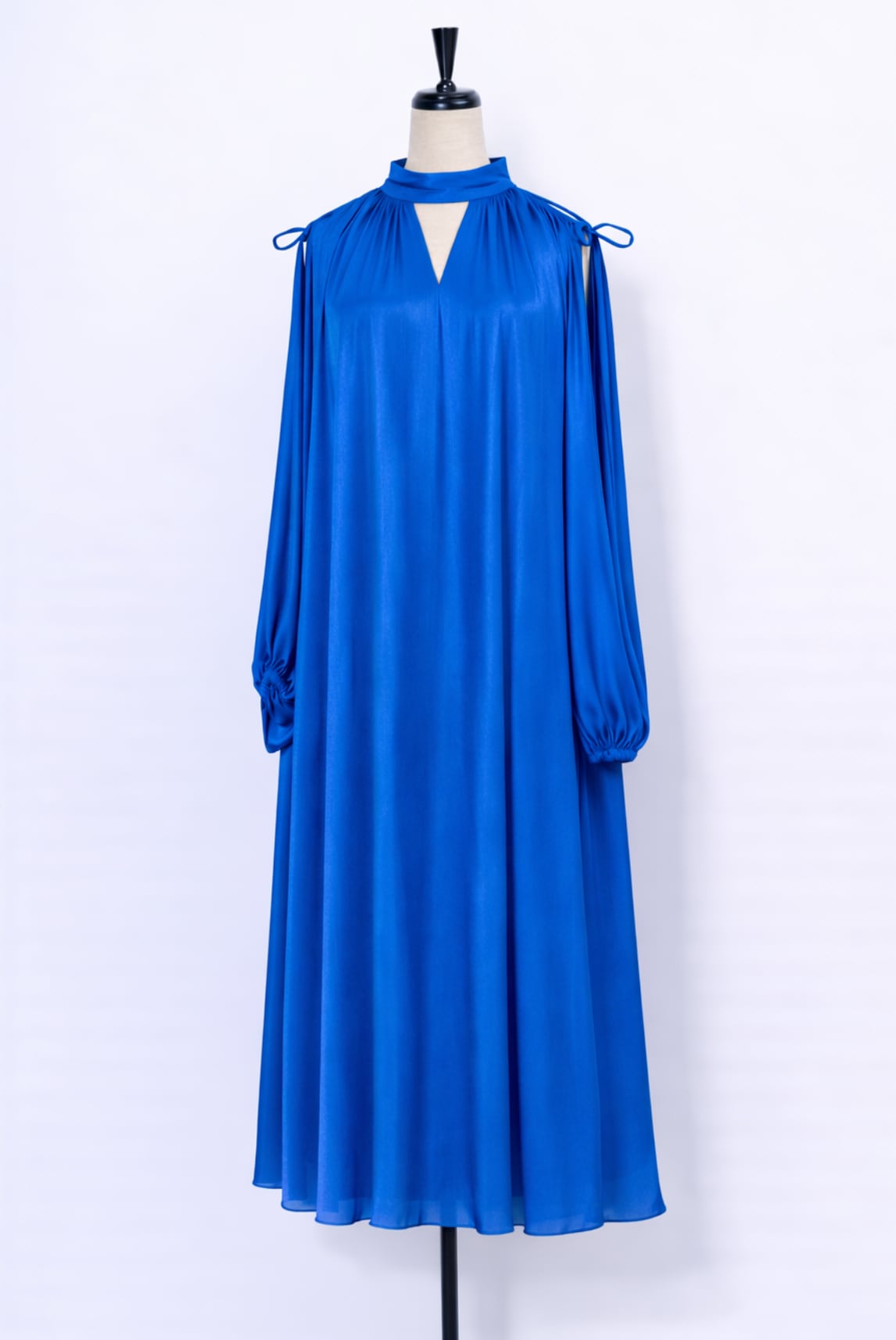 Chambray Gather Dress COBALT BLUE
