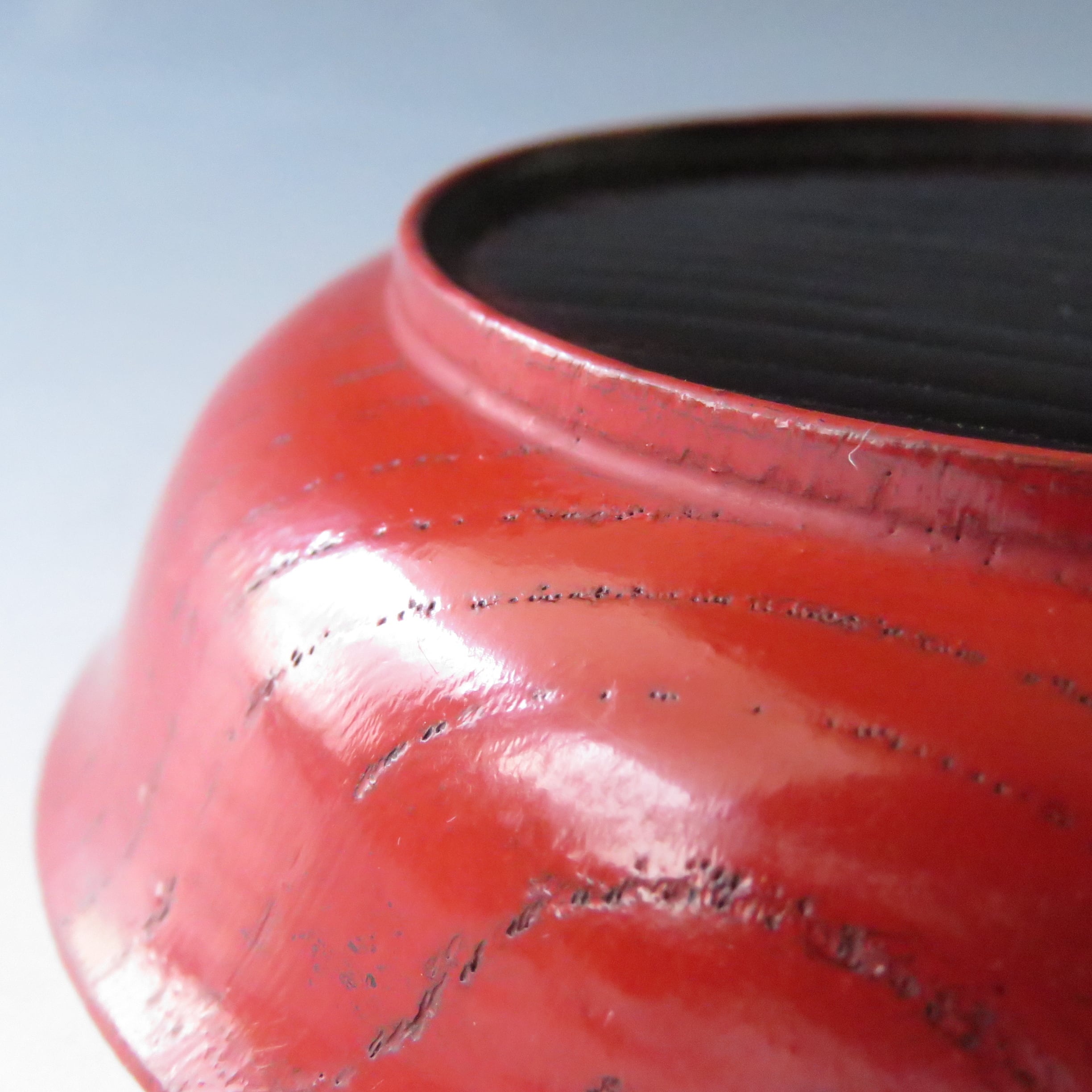 時代 朱掻合せ 刳物 豆皿 1枚 江戸後期-明治初期(1850年頃) lacquer