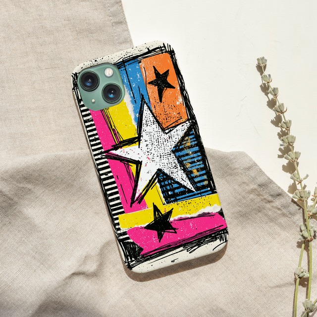 受注生産 iPhoneケース 星とストライプのZINEコラージュ｜ZINEコラージュ ZINE057C
