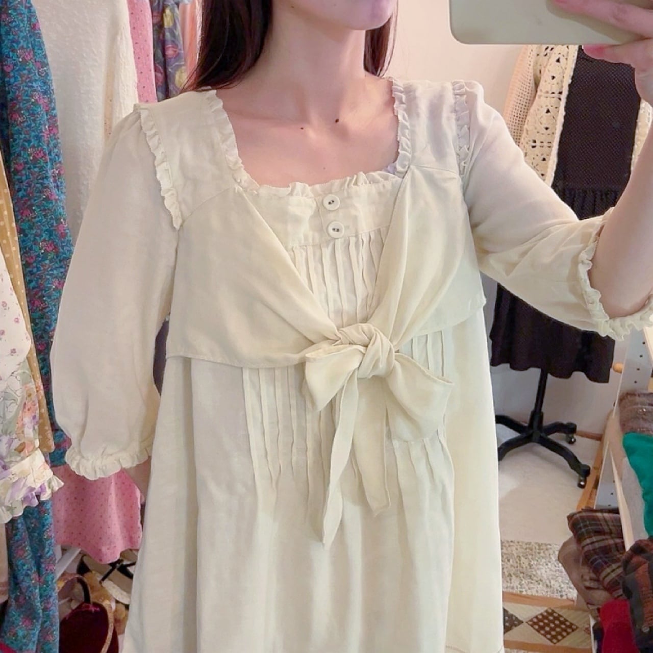 PINKHOUSE / front ribbon gauze blouse