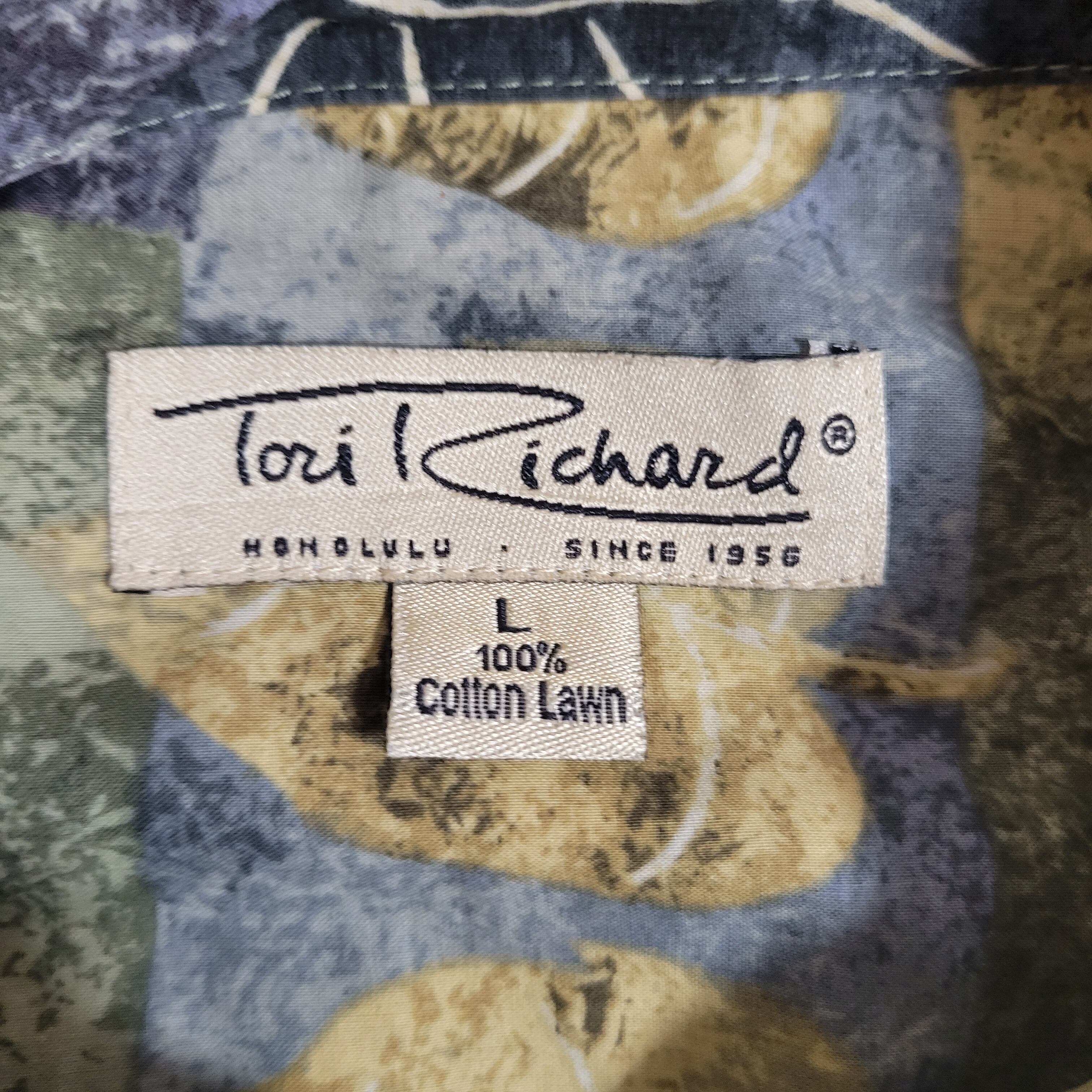 90s USA製 TORI RICHARD アロハシャツ L 総柄 レーヨン ファッション