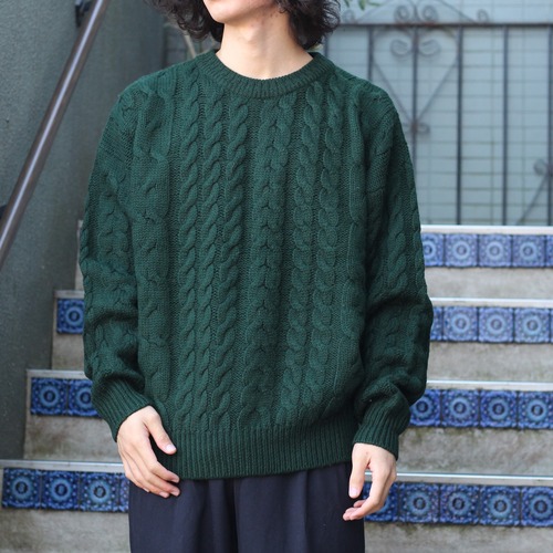 USA VINTAGE STRUCTURE CABLE DESIGN FISHERMAN KNIT MADE IN HONGKONG/アメリカ古着ケーブルデザインフィッシャーマンニット(アランニット)