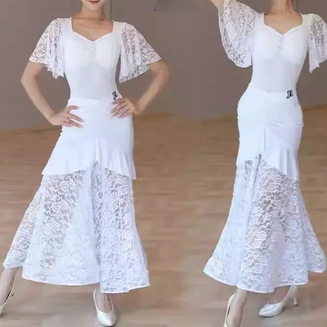 フリル レースカット マキシ マーメイドダンススカート  ds1437