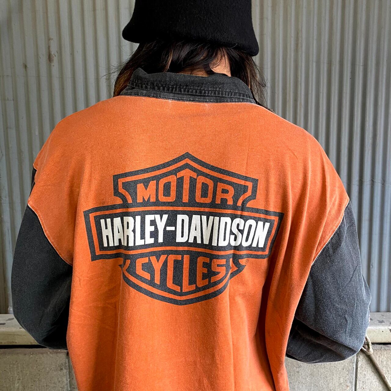 Harley-Davidson ハーレーダビッドソン 襟付き ハーフジップ ロングT