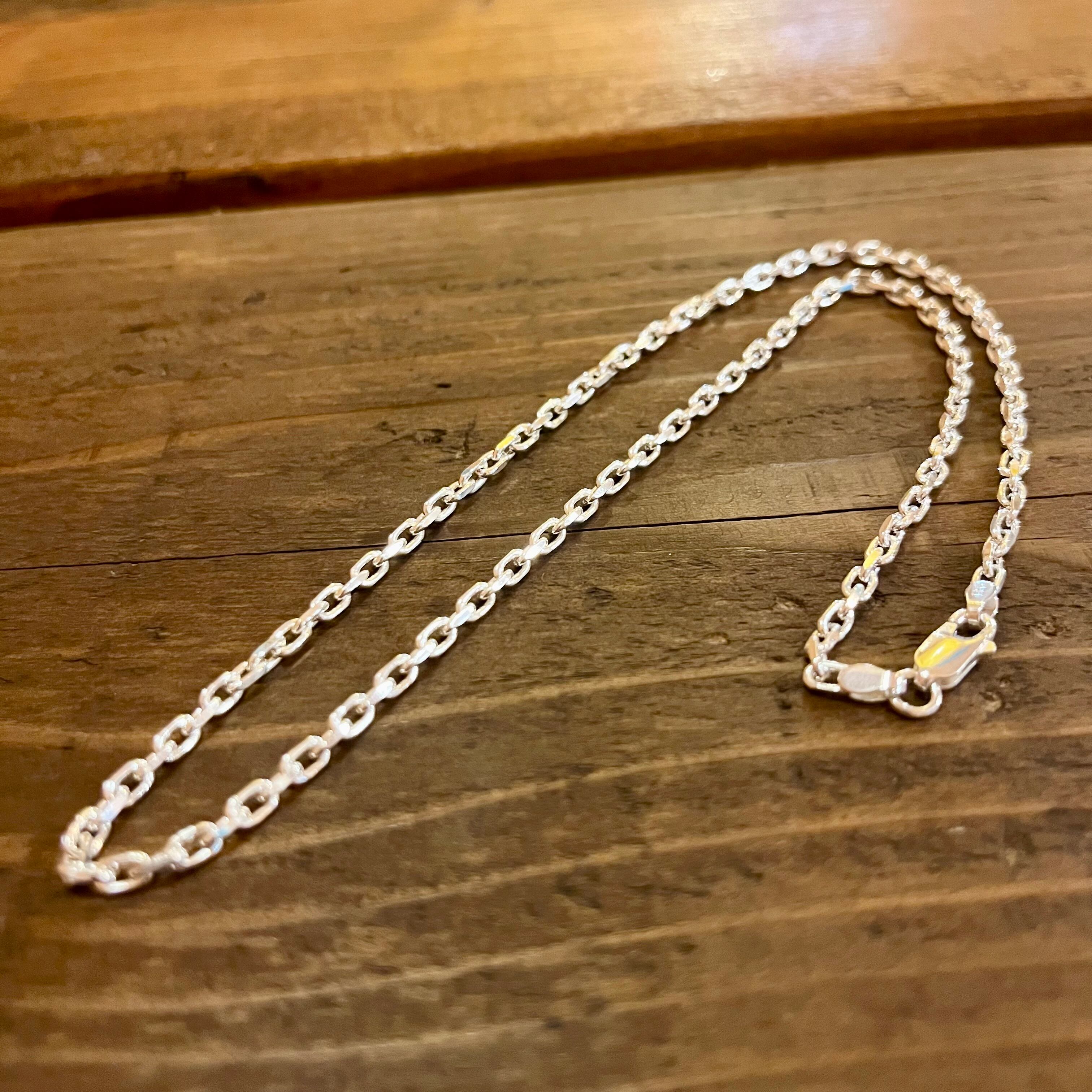 インディアンジュエリー・カットあずき925チェーン（6㍉） 燻しあずきチェーン カット無し シルバー925 2.3mm 50cm シルバー