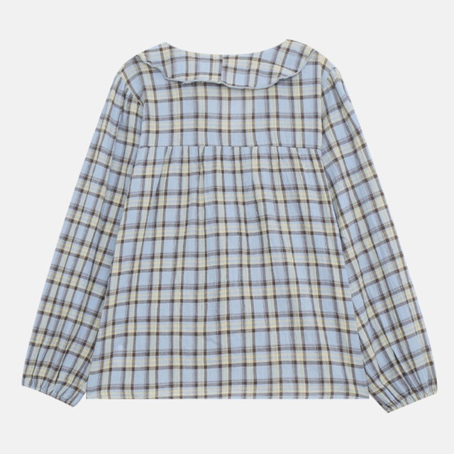frill check blouse　J00485