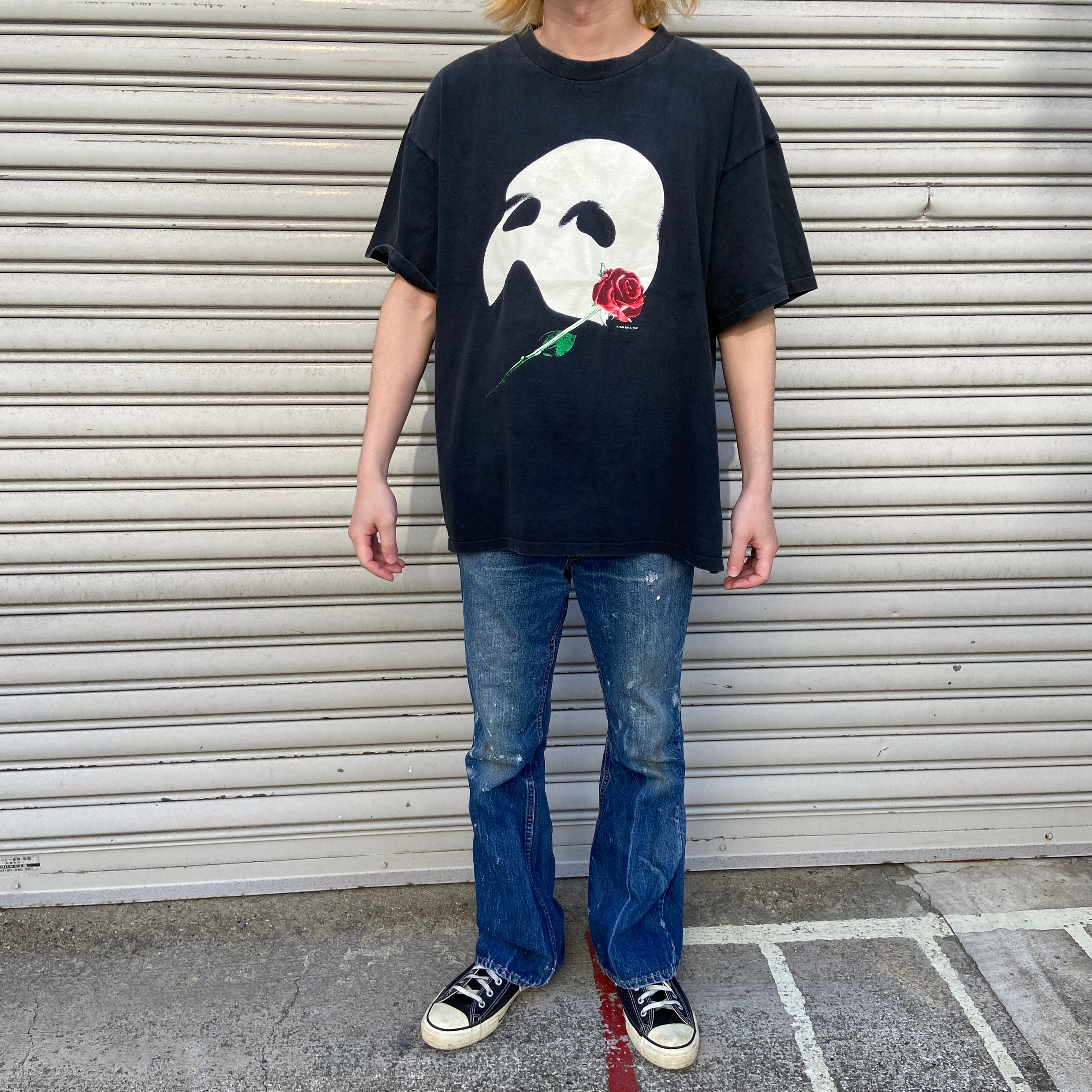 オペラ座の怪人 Tシャツ 80s USA製 黒 ミュージカル コピーライト入り 