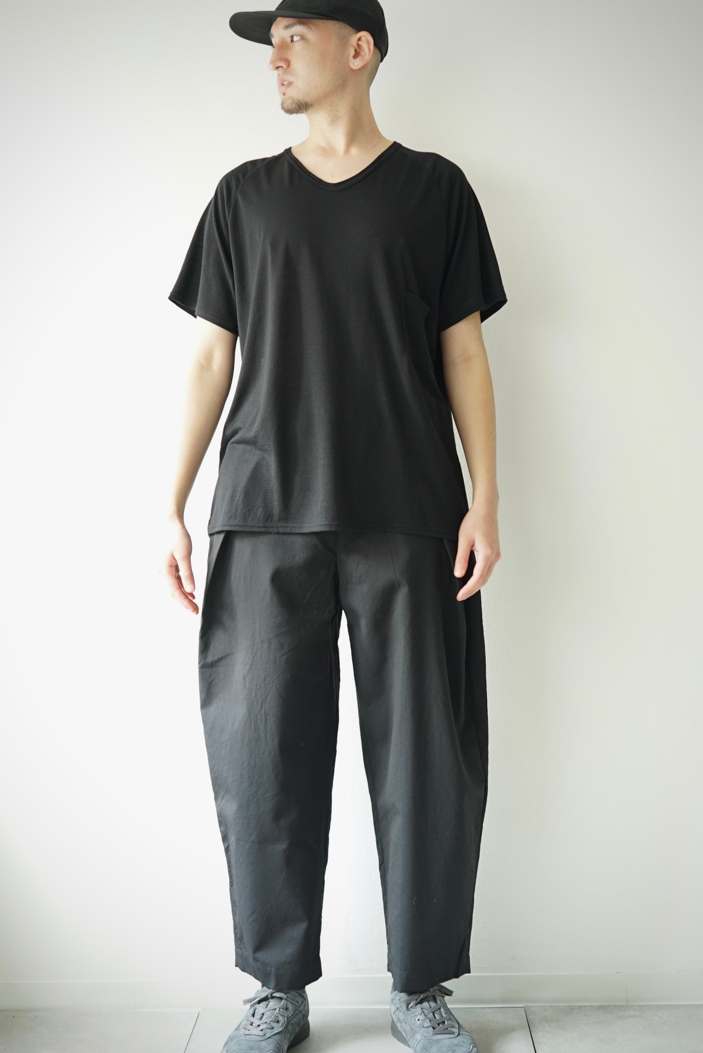 Washable Wool Tro / W tuck PantsBLACK   C O L I N A