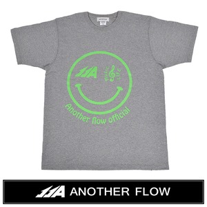 ANOTHER FLOW(アナザーフロー) ネオン スマイルマーク Tシャツ グレー×グリーン