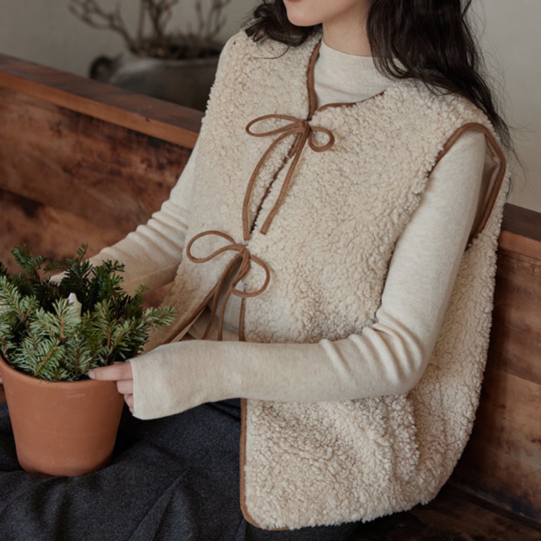 casual fleece sleeveless round neck vest