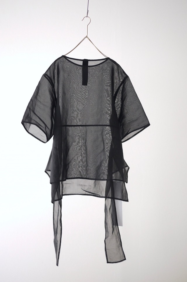 TENNE HANDCRAFTED MODERN / organza half sleeve pullover（ BLACK ）