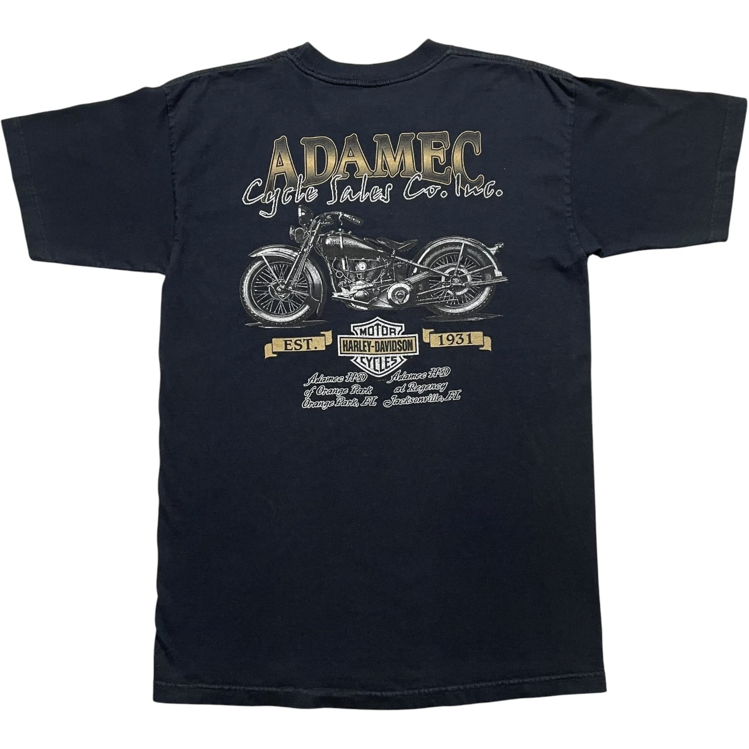 《L》Harley-Davidson ハーレーダビッドソン フロントプリント バックバイクプリント ブラック USA製 no.10051