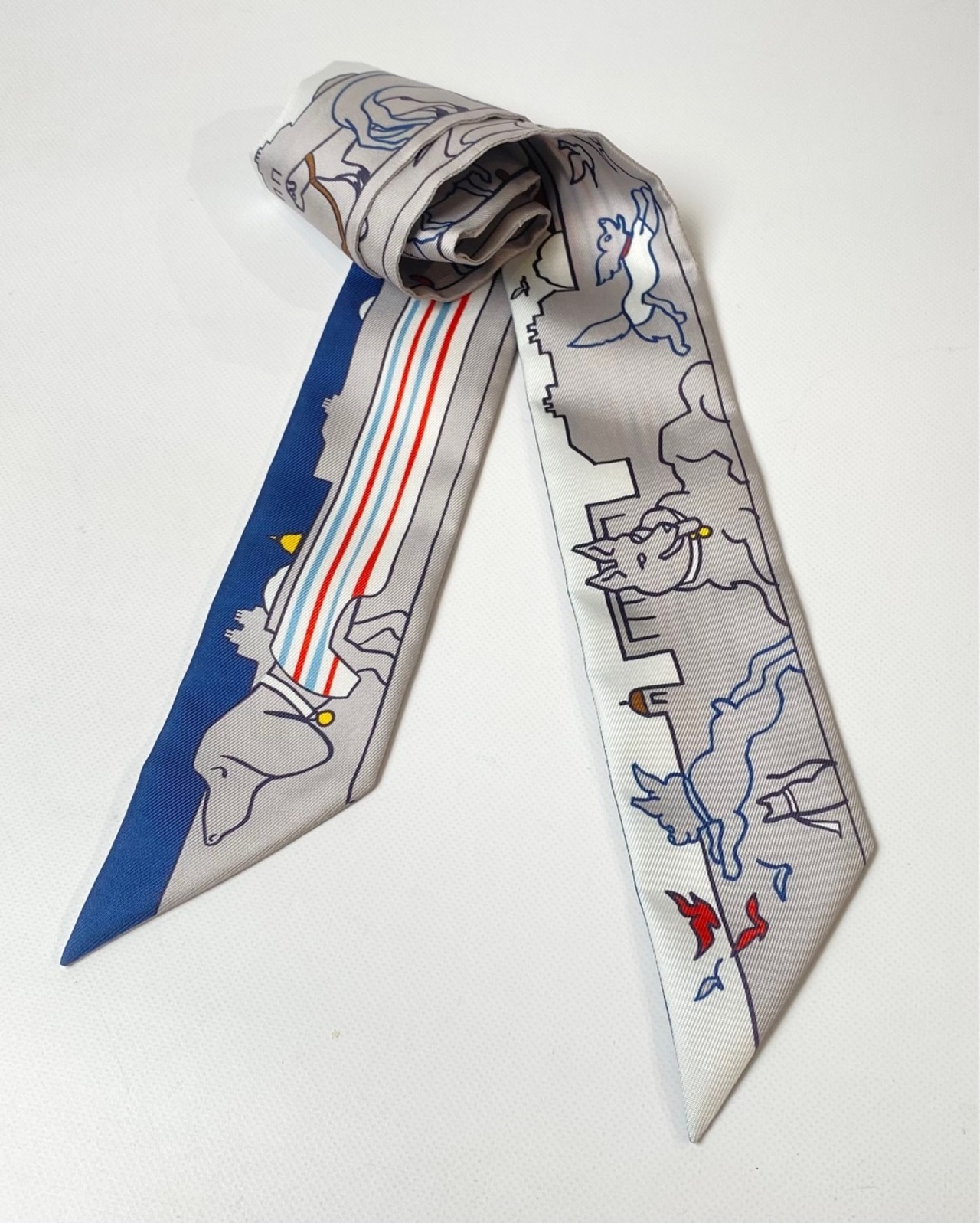 Hermès エルメス ツイリー 《パリジャンの犬》Gris Perle