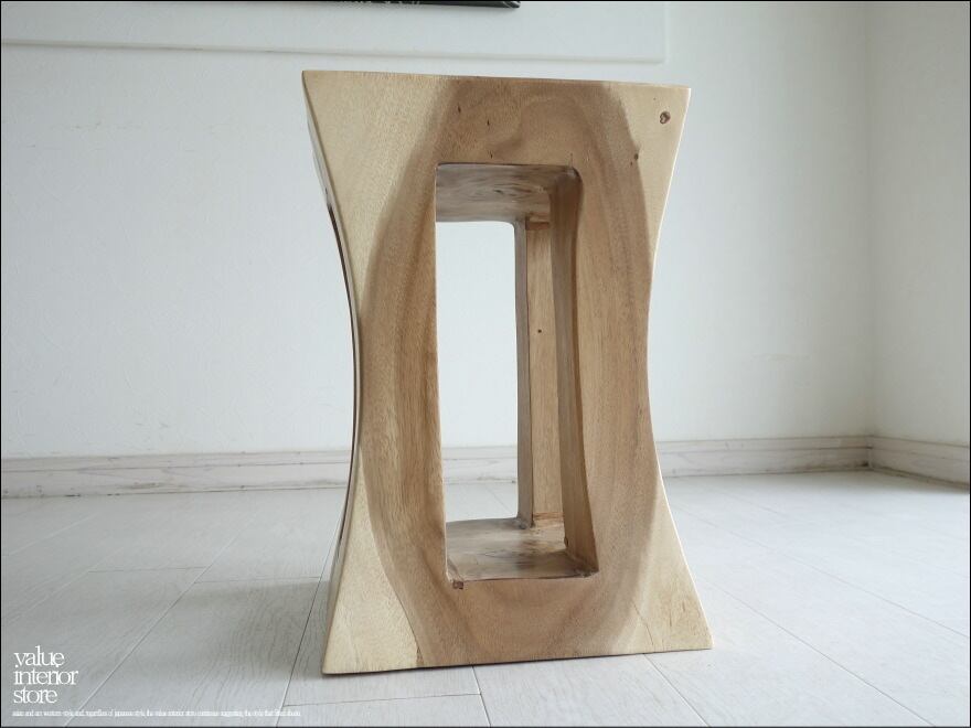 無垢材 ATENAIスツール イス 天然木 椅子 ベンチ 木製スツール ナチュラル 天然木 モンキーポッド 削り出し 総無垢 送料無料