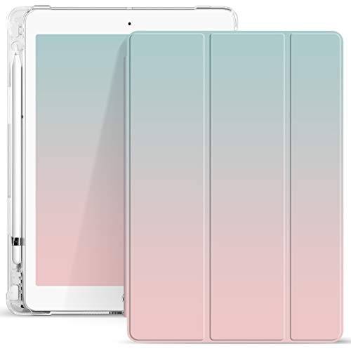 お洒落 2024 iPad Air 11 M2 ケース ペンシルホルダー付き 背面 透明 クリア iPad Air5 2022 / Air4 2020 ケース 三つ折りスタンド オートスリープ機能 薄型 手帳型 スリム (F番)