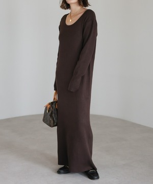 前後2WAYリブニットワンピース【w-30352】.