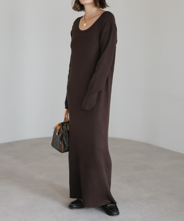 前後2WAYリブニットワンピース【w-30352】.