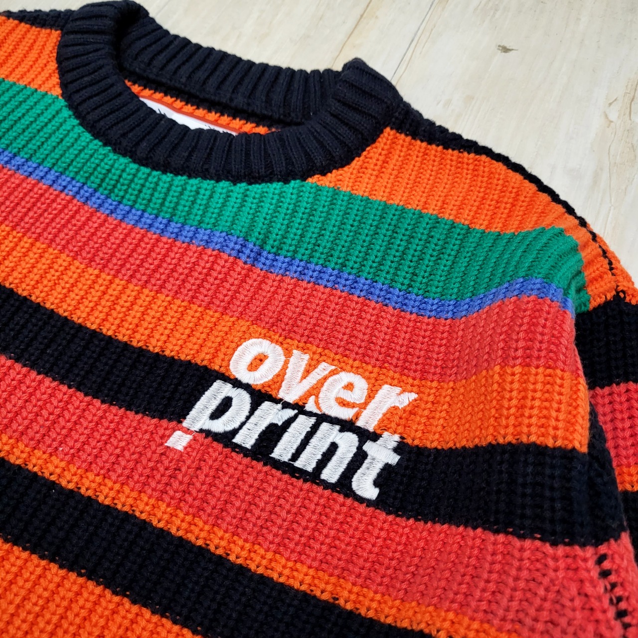 【over print】boader cotton knit