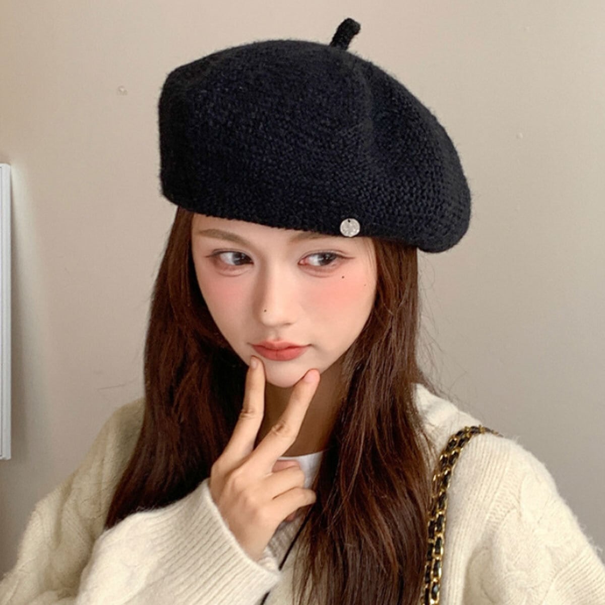ベレー帽 ニット 秋冬 帽子 レディース 韓国 レトロ おしゃれ きれいめ 大人 かわいい 小顔 シンプル 通勤 通学 防寒 保温 暖かい 折りたたみ 大人可愛い 大人女子