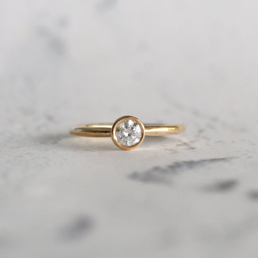 【婚約指輪】ラウンドアーム_フクリン留_YG