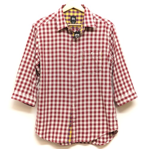 1666R2 stussy ステューシー 七分袖 チェックシャツ 未使用タグ付き メンズ古着 サイズM
