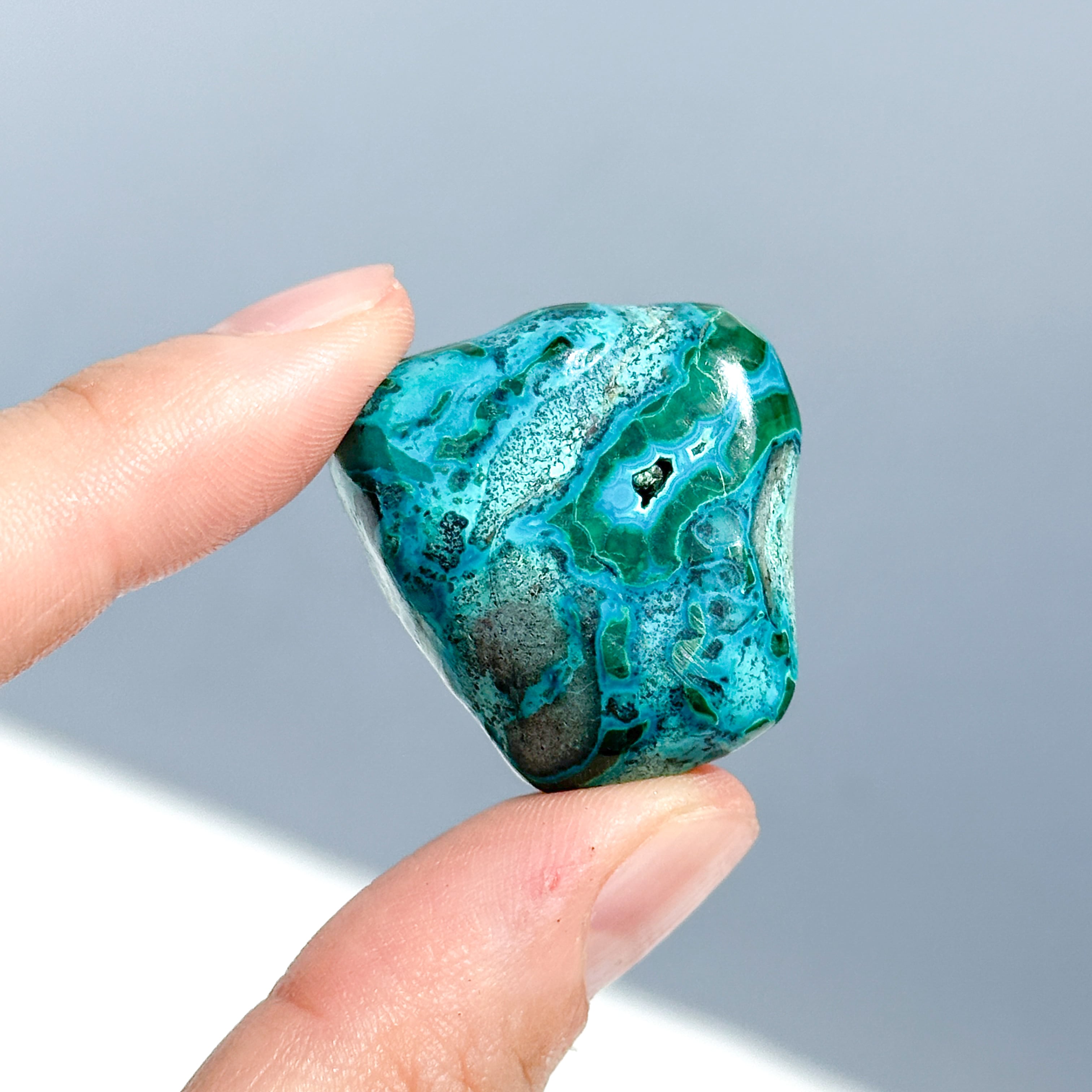 マラカイト with クリソコラ（マラコラ） タンブル43◇ Malachite with