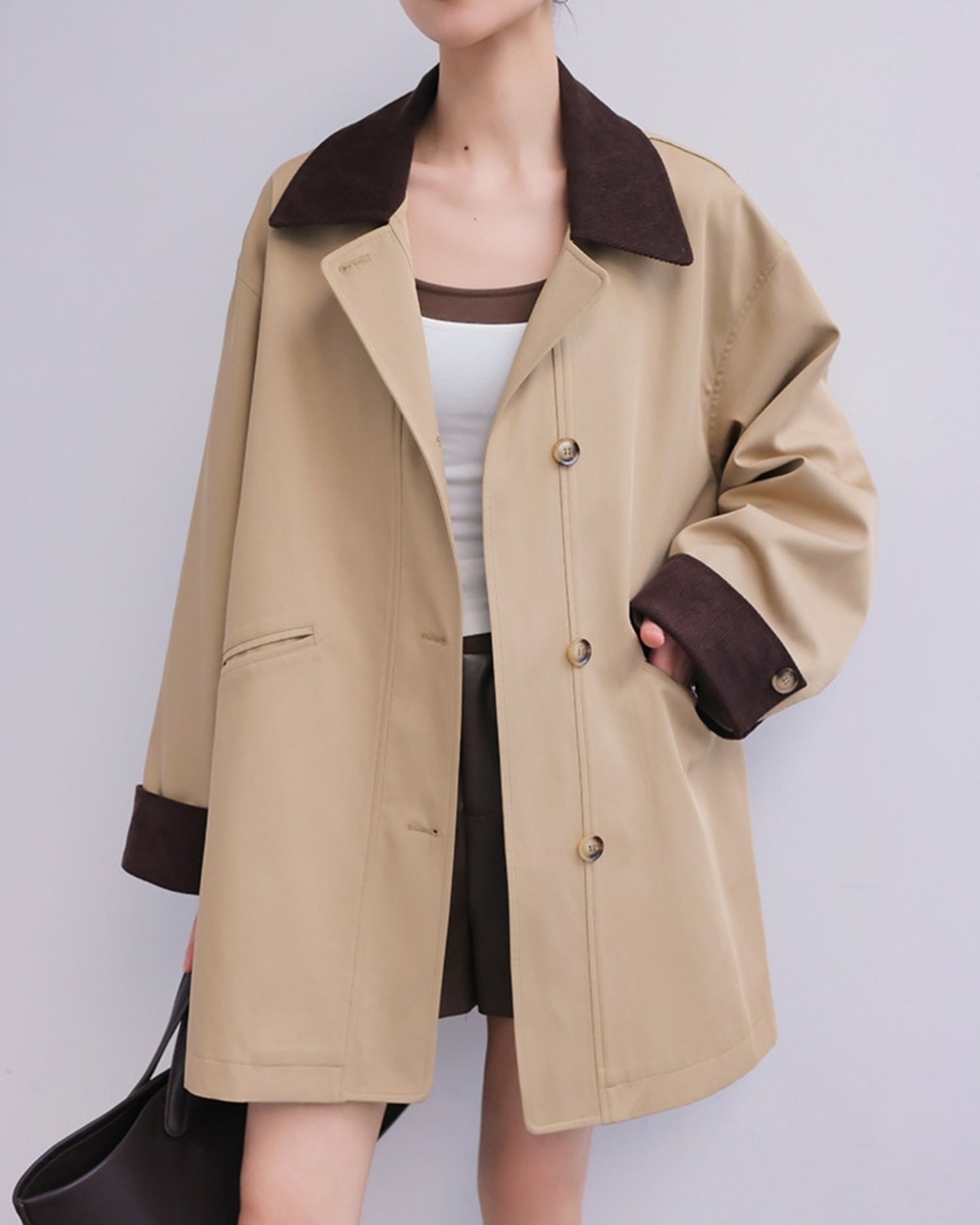 Two-tone drop shoulder jacket L0179