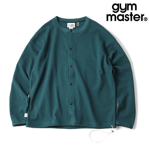 gym master ジムマスター 7.2oz ドライワッフルカーディガン 吸水速乾 メンズ クルーネック スナップボタン カーデ 春夏秋 ゆったり G833788 グリーン