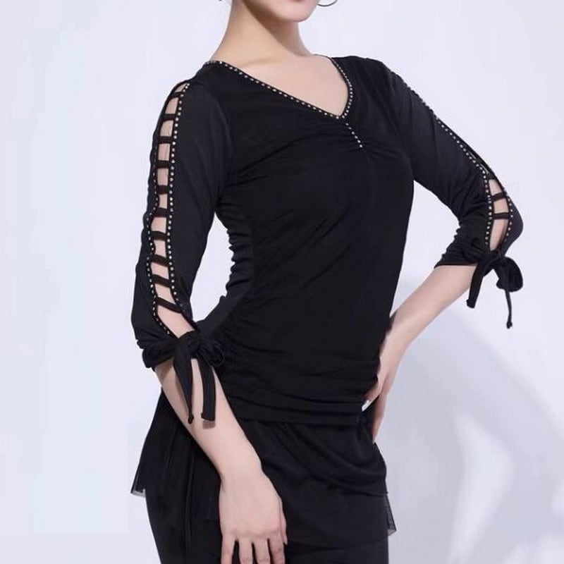 リボンデザイン スリーブ Vネックトップス ds0532