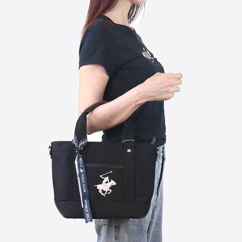 ビバリーヒルズポロクラブ BEVERLY HILLS POLO CLUB ショルダーバッグ キャンバストートバッグ ブラック BH1006N