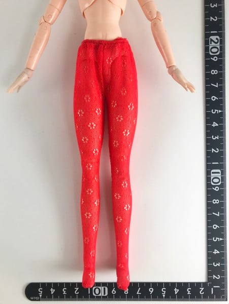 ドールアクセサリ 1/6 女性用 レースストッキング 花柄 網タイツ 赤 STK 10899 - 画像1
