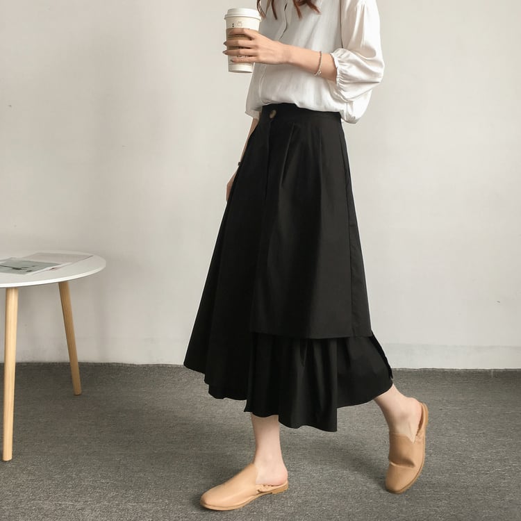 レイヤードミドル丈スカート 10332