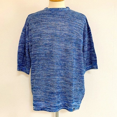 Mesh Crew Neck Knit　Blue Mix