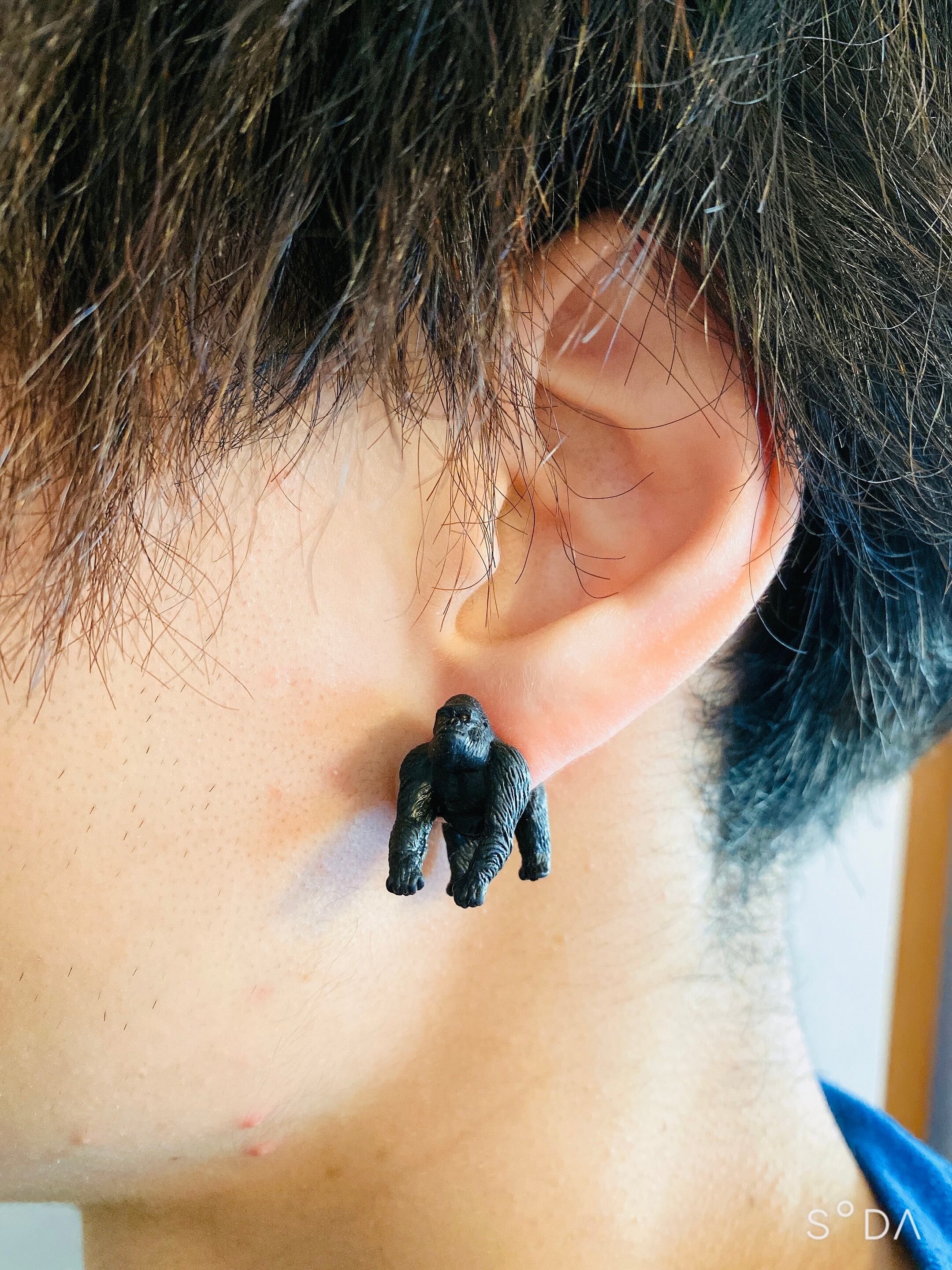 ミュージックゴリラのピアス ゴリラのピアス ノンホール アレルギー対応 単品 片耳用 | Nachoa＋