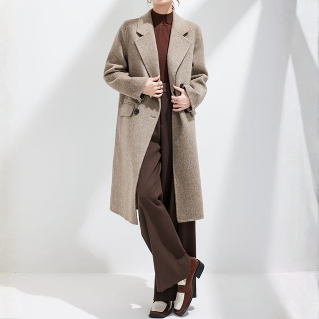 Double breast elegant middle wool coat ( 2color )