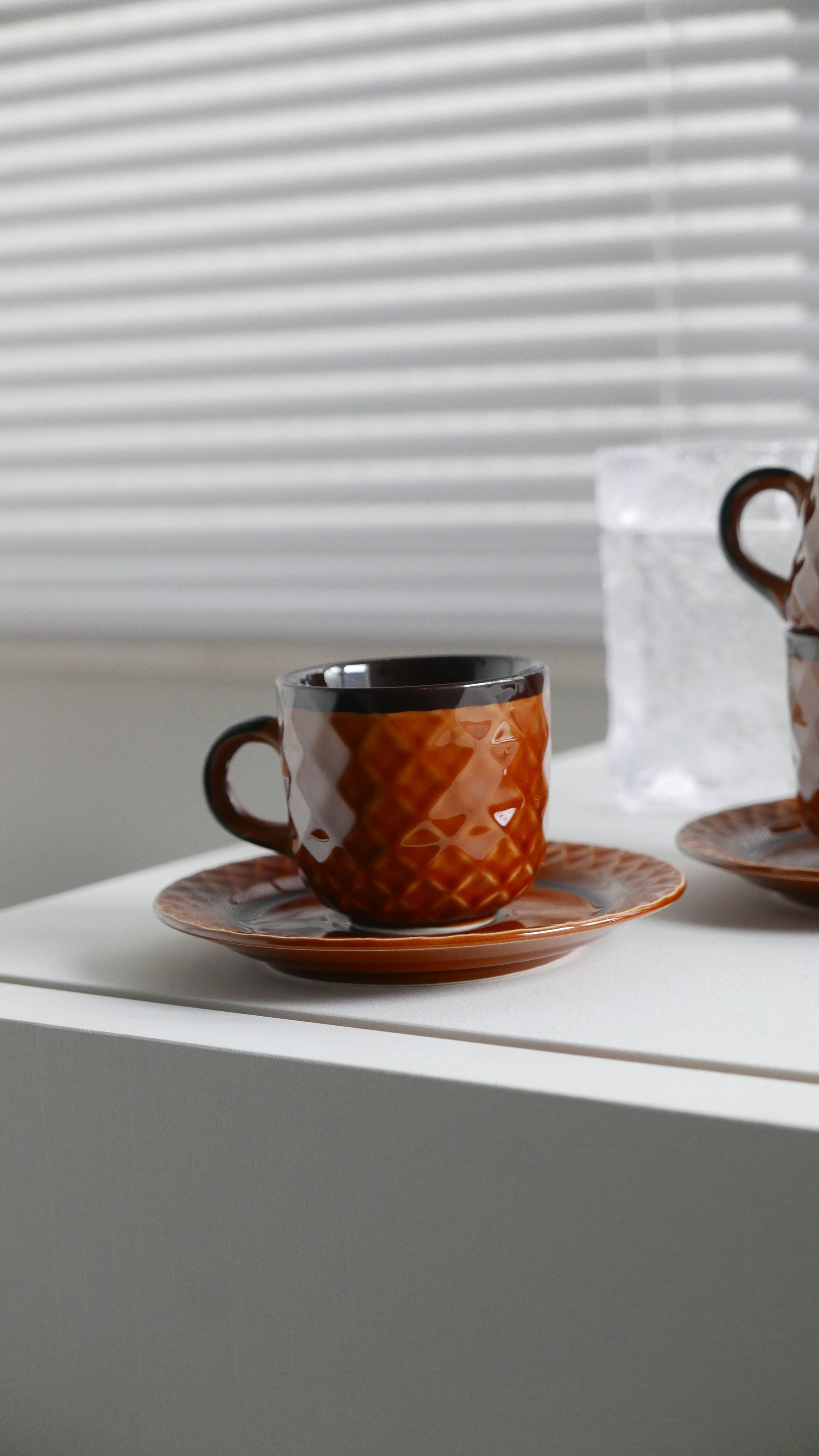 old japan cup&saucer , caramel brown