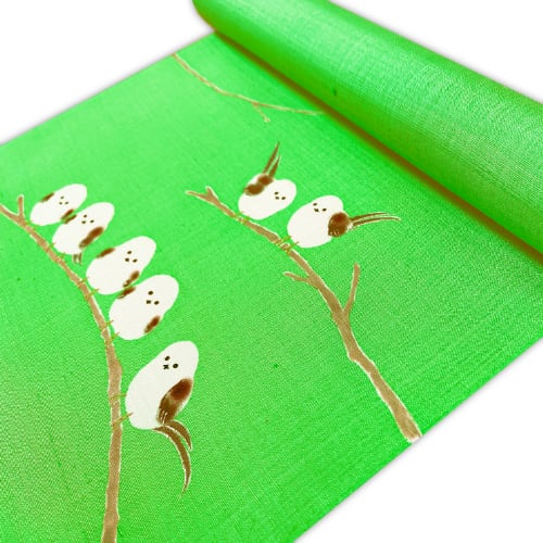 正絹 未仕立て 名古屋帯 No.6-2264 シマエナガ | 5291ban