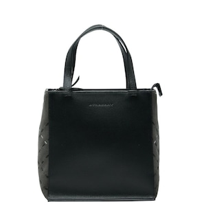 バーバリー ハンドバッグ ブラック グレー レザー スウェード レディース BURBERRY 【中古】