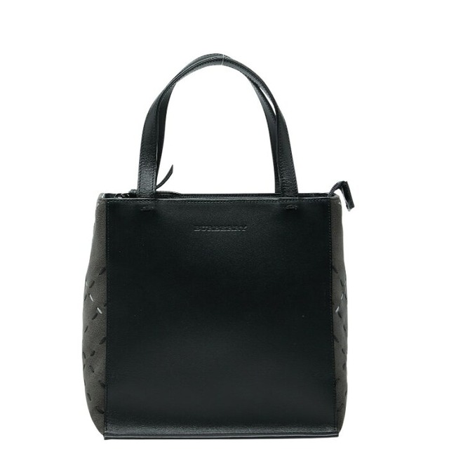 バーバリー ハンドバッグ ブラック グレー レザー スウェード レディース BURBERRY 【中古】