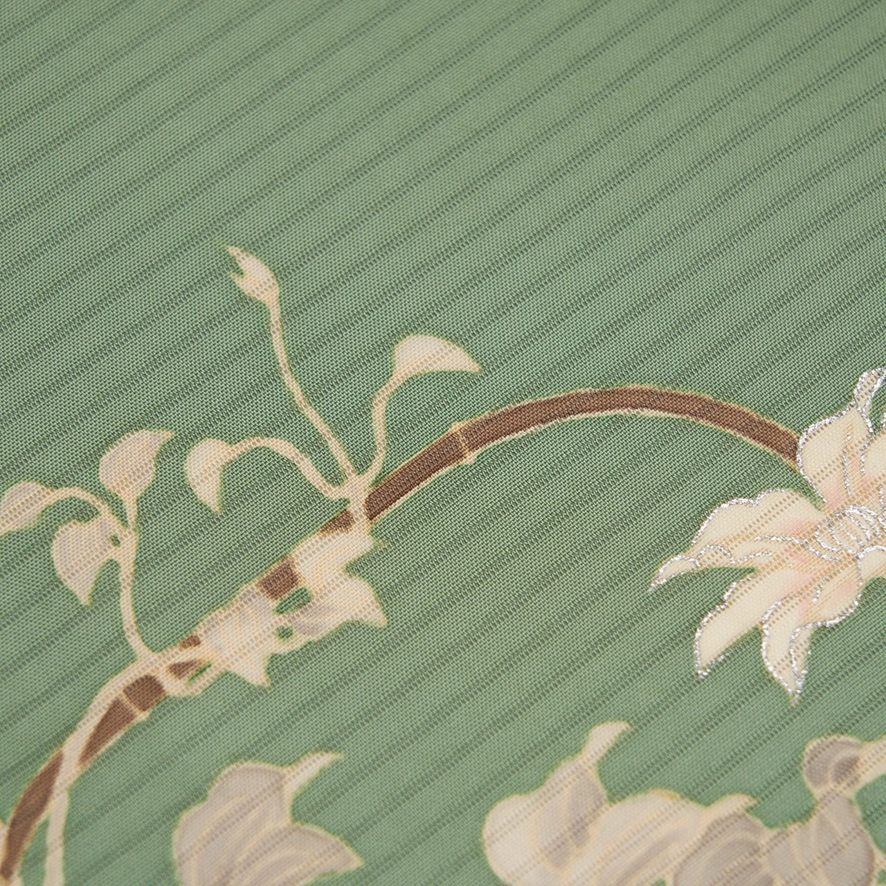 花籠にテッセンのお花の模様 絽塩瀬 夏名古屋帯【未着用品】 | かわの屋