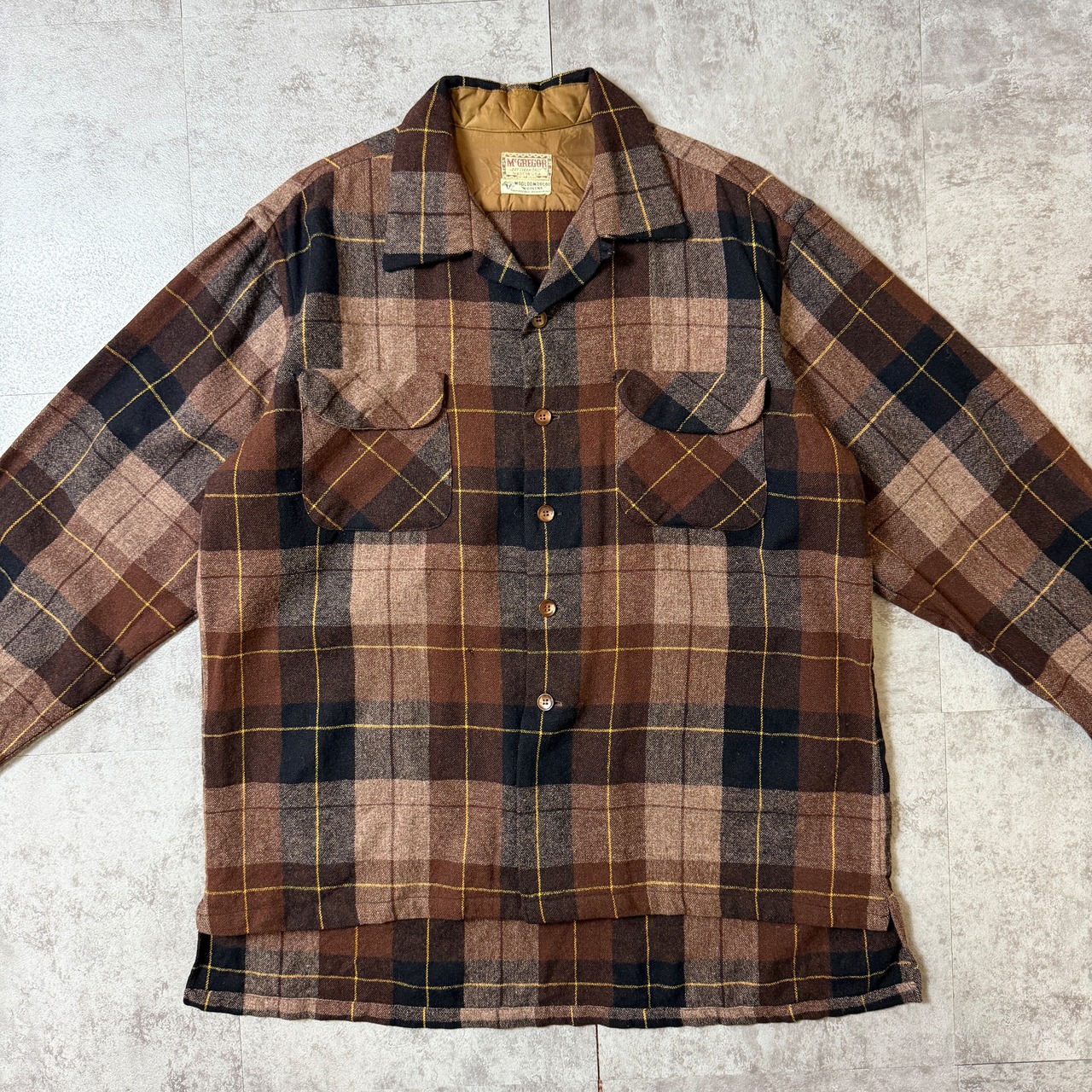 〜60's McGREGOR Wool Open-Collar Shirt 60年代 アメリカ オープンカラーシャツ ボードシャツ ヴィンテージ ビンテージ  TT2026-0047 - 3