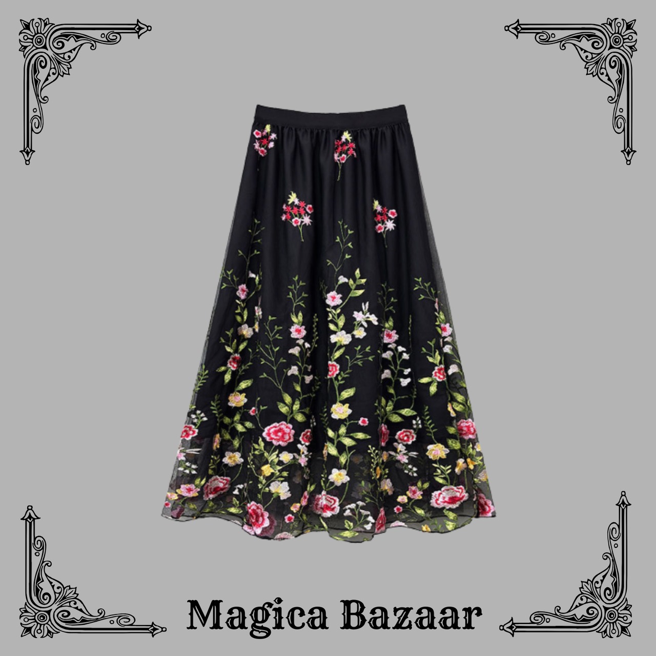 ブルーミング・エレガンス　フラワー刺繍スカート　M25185