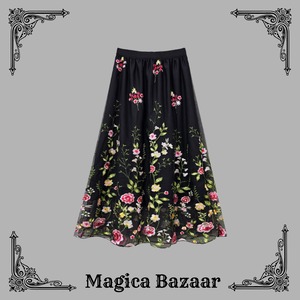 ブルーミング・エレガンス　フラワー刺繍スカート　M25185