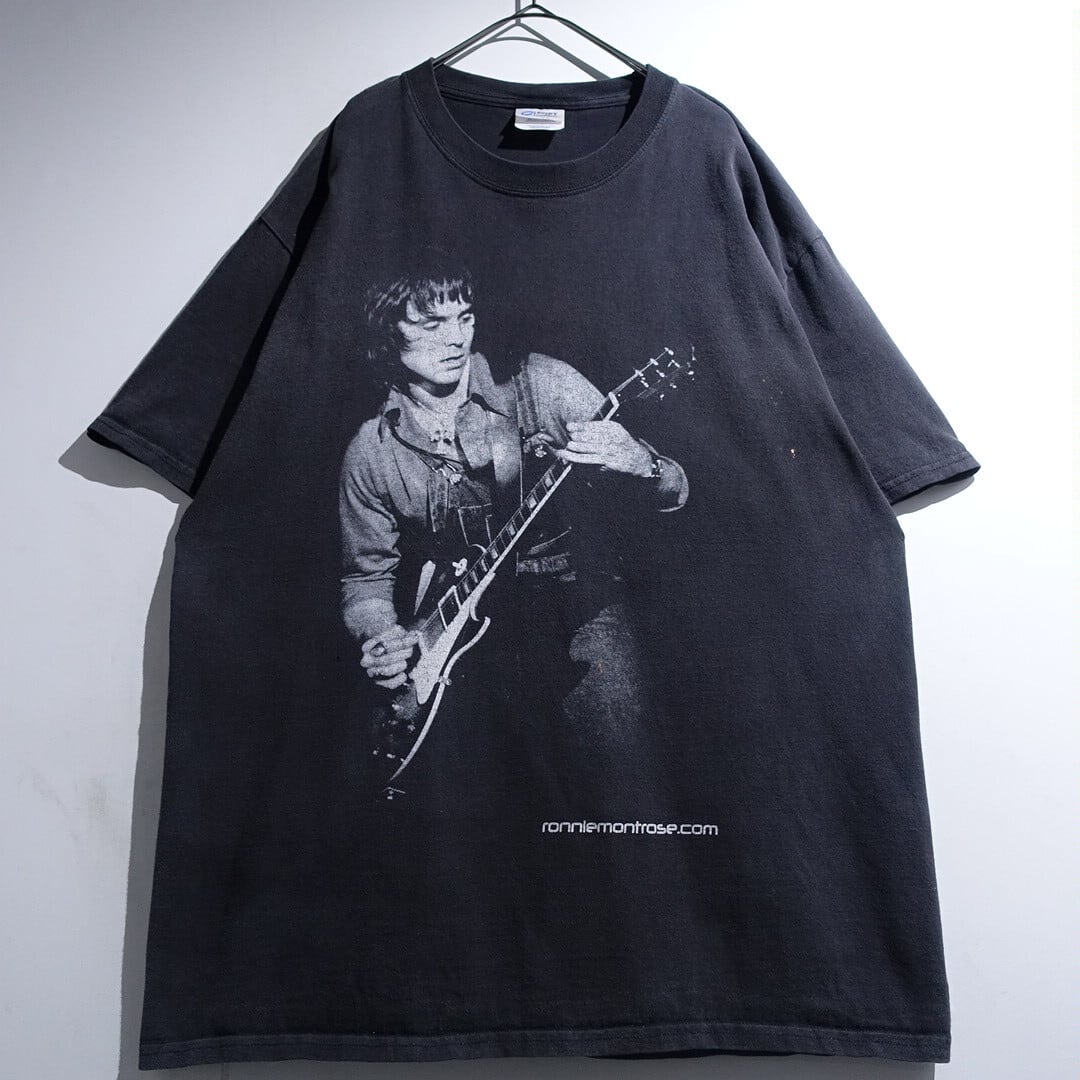 00s "Ronnie Montrose" Fade Black Photo Print T-Shirt
