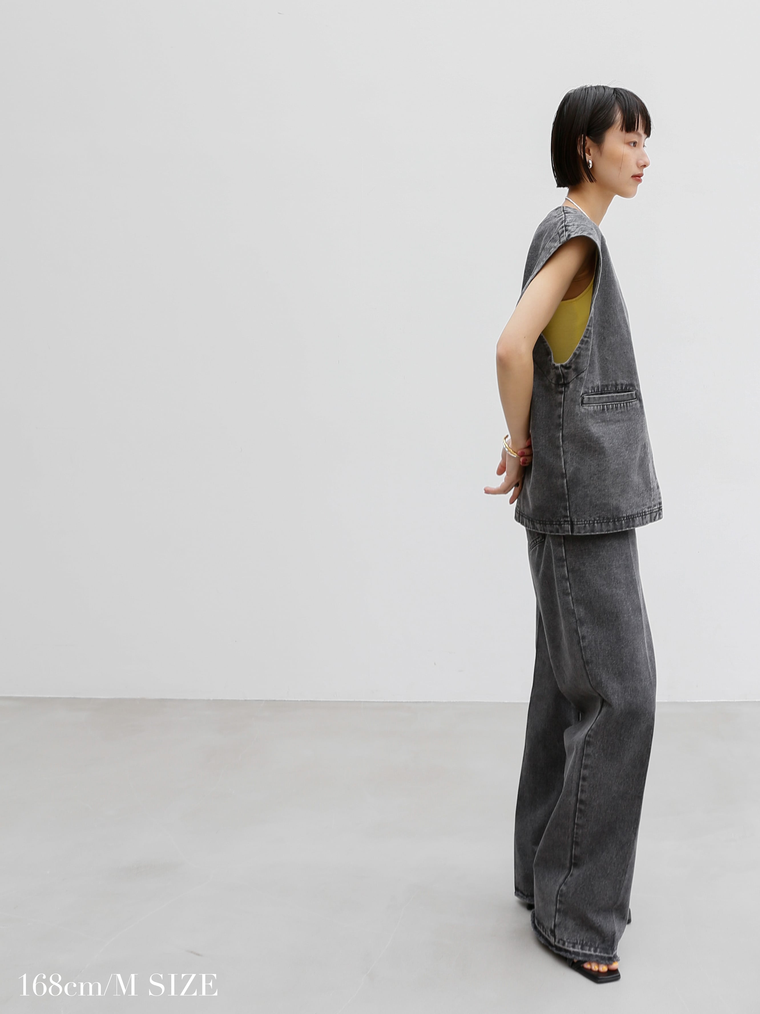 chemical wash straight denim（gray） | Cara by Katrin TOKYO