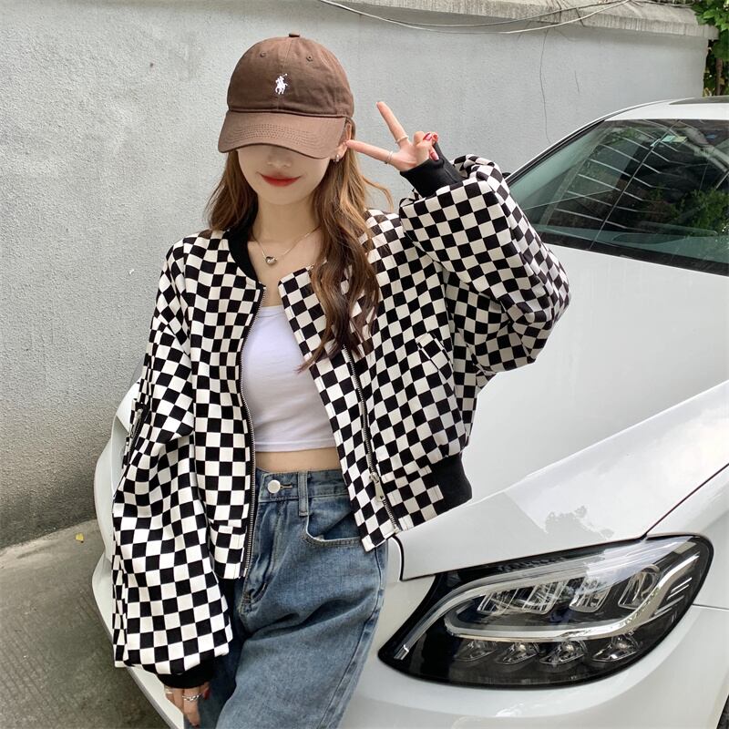 ジャケット スプリングオータムスタンダードルーズショートシャツ ロング レトロ 春物 秋物 1号婦人67147845392