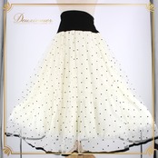 レディース ファッション スカート Willselection ウィルセレクション 黒 白 ホワイト系 ブラック系 レッスンウェア スタンダード チュールスカート ドット柄 レトロかわいい 膨らむスカート 社交ダンス衣装 おしゃれ かわいい Mサイズ フェミニン 春夏 カジュアル