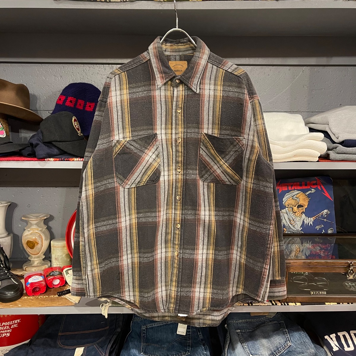 90'S St. John's Bay Check Pattern Wool Shirt, Vintage, Men's L Size / eaa522365 main image 1