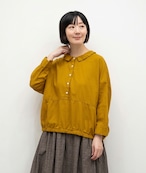 SUN VALLEY サンバレー / 製品染め ボイル 衿 付き コクーン ブラウス
